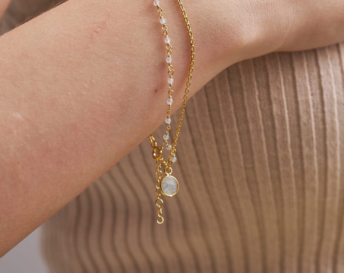 Aquamarine Bracelet Pisces, Aries and Aquarius • March, April Birthstone •Gemstone Bracelet • Birthstone Jewelry •Gift for Her •Mother's day