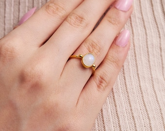 Genuine Moonstone Gemstone Ring Cancer, Libra, Scorpio • Natural