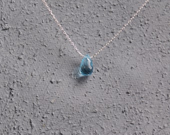 Aquamarine Dangle/teardrop Necklace Pisces and Aquarius • March