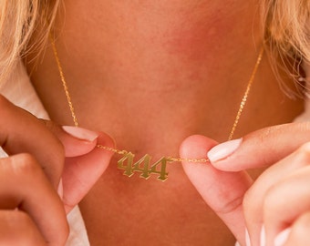 Angel Number Necklace, Personalized Birth Year Necklace, Graduation Year Necklace, Gold, Rose Gold, White Gold, Silver, Valentine&#39;s Day
