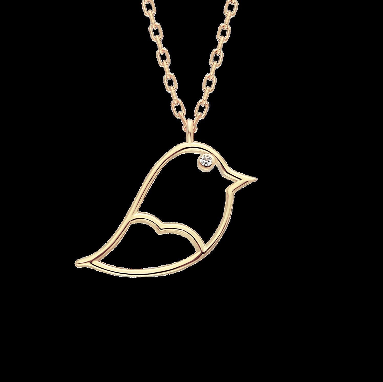 Diamond Bird Necklace Diamond Necklace Dainty Bird Pendant Etsy