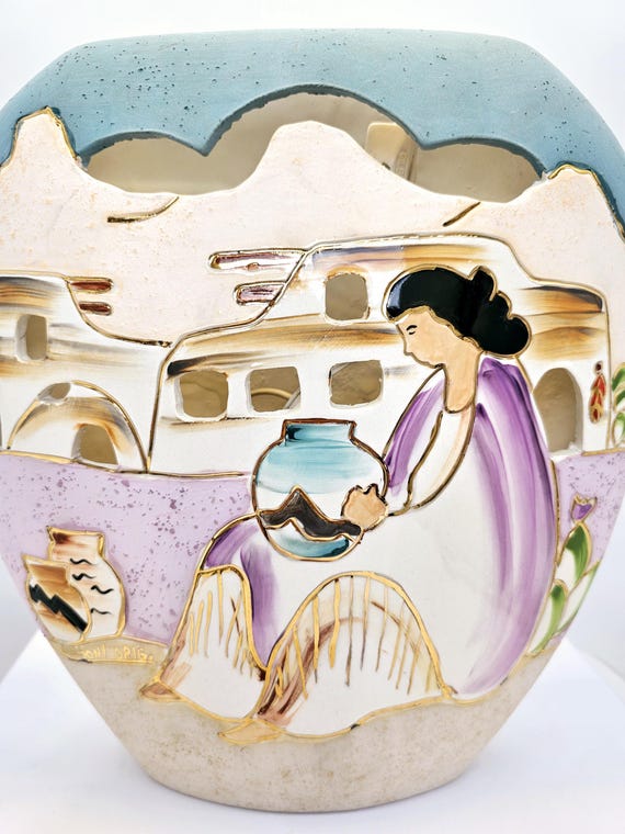 Nizhoni Originals Native American Wedding Lamp Pottery Vase