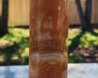 Large Orange Calcite Gemstone Crystal Tower