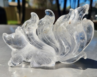Clear Quartz Gemstone Crystal Nine Tail Fox