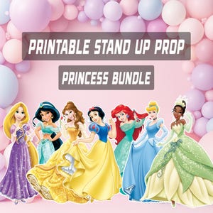 Zestaw All 7 Princess Party Prop Bundle, dekoracja na imprezę, impreza tematyczna z motywem księżniczek, stand na przyjęcie urodzinowe dla dziewczynek, natychmiastowe pobranie cyfrowe