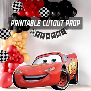 カーズ・マックイーンの小道具、カーズパーティーデコレーション、ライトニング・マックイーンのデコレーション、レーシングカーテーマパーティー、誕生日パーティーのスタンディ、インスタントデジタルダウンロード