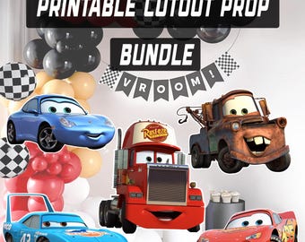 Cars Bundle Party Prop Bundle, Woody, Lighting McQueen, Mater, Sally Birthday Party standee, Instant Digital Download