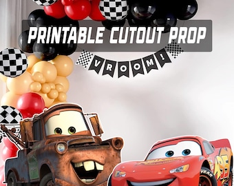 Cars Lighting McQueen, Accessori di Mater, Decorazioni per feste a tema Cars, Compleanno del ragazzo a tema corse, Festa a tema auto da corsa, Personaggio in piedi per festa di compleanno, Download immediato
