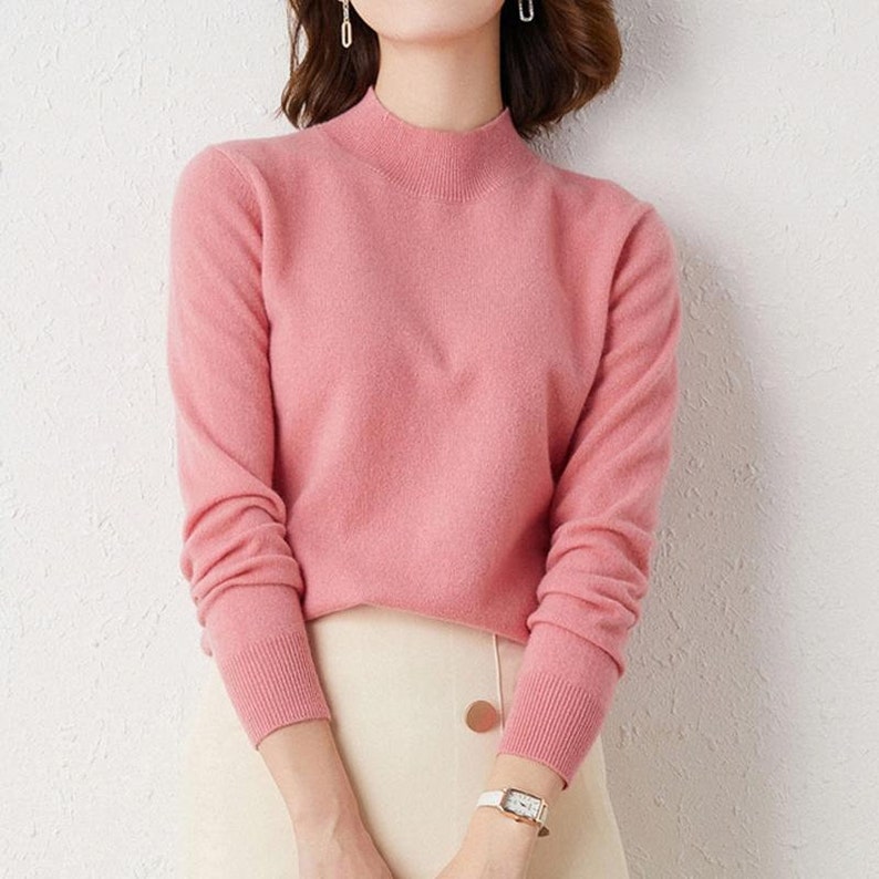 Soft Cashmere Half Turtleneck Knit Pullovers Sweaters Women - Etsy