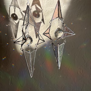 Stained Glass Iridescent Rainbow Maker Crystal Star Hanging Suncatcher Ornament Decor Spinner 3D