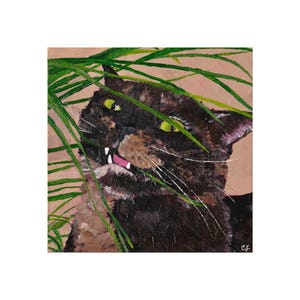 Cat and Palm Plant art print