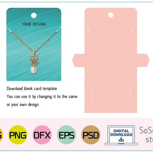 Necklace Display Card With Pocket Blank Template, Necklace Card SVG, Silhouette, Necklace Display Card  Template