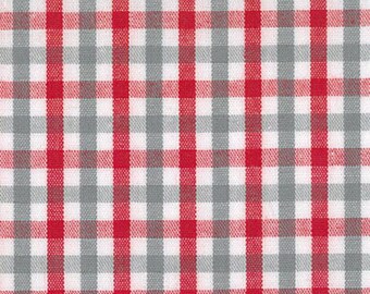 Red and Gray 1/16" Premium 100% Cotton Fabric by the HALF Yard, Gingham Fabric, Tattersall Fabric, Quilting Fabric