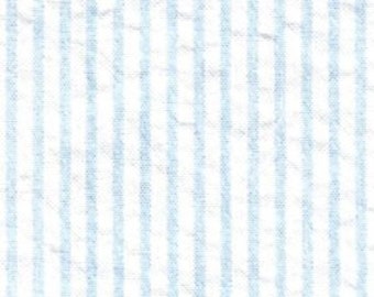 Blue Stripe Seersucker Premium 100% Cotton Fabric by the HALF Yard, Seersucker Fabric