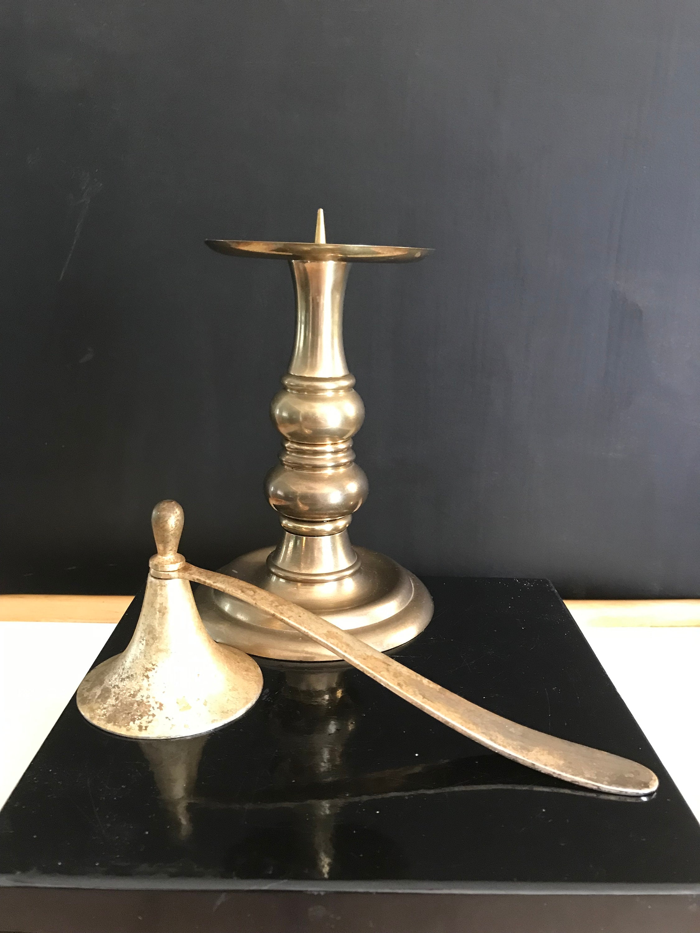 Brass Candle Stick and Snuffer Bundle Etsy
