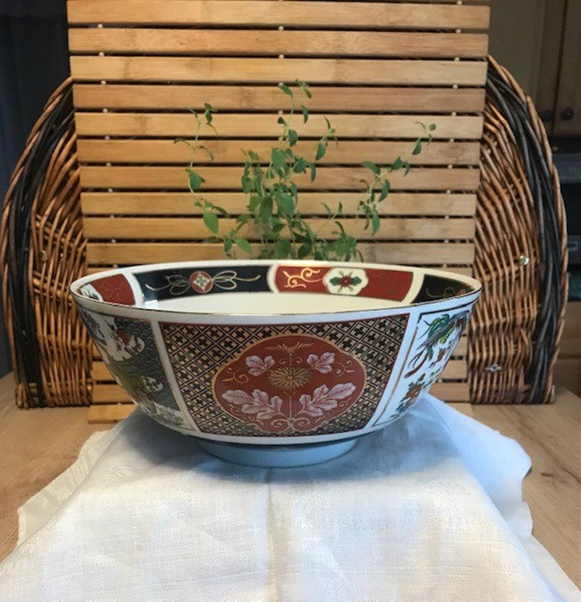 Vintage Japanese Serving Bowl Imari Porcelain Etsy