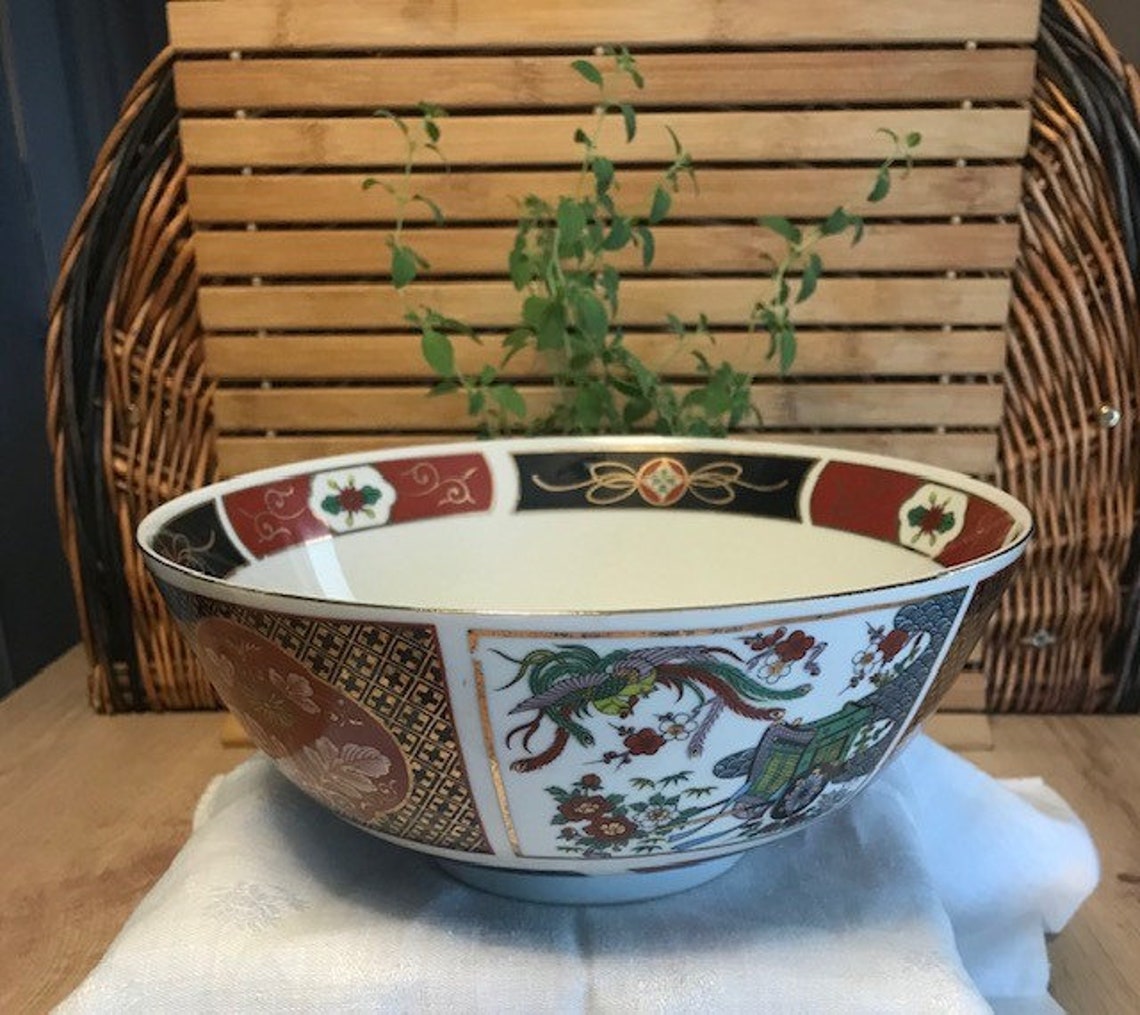 Vintage Japanese Serving Bowl Imari Porcelain Etsy