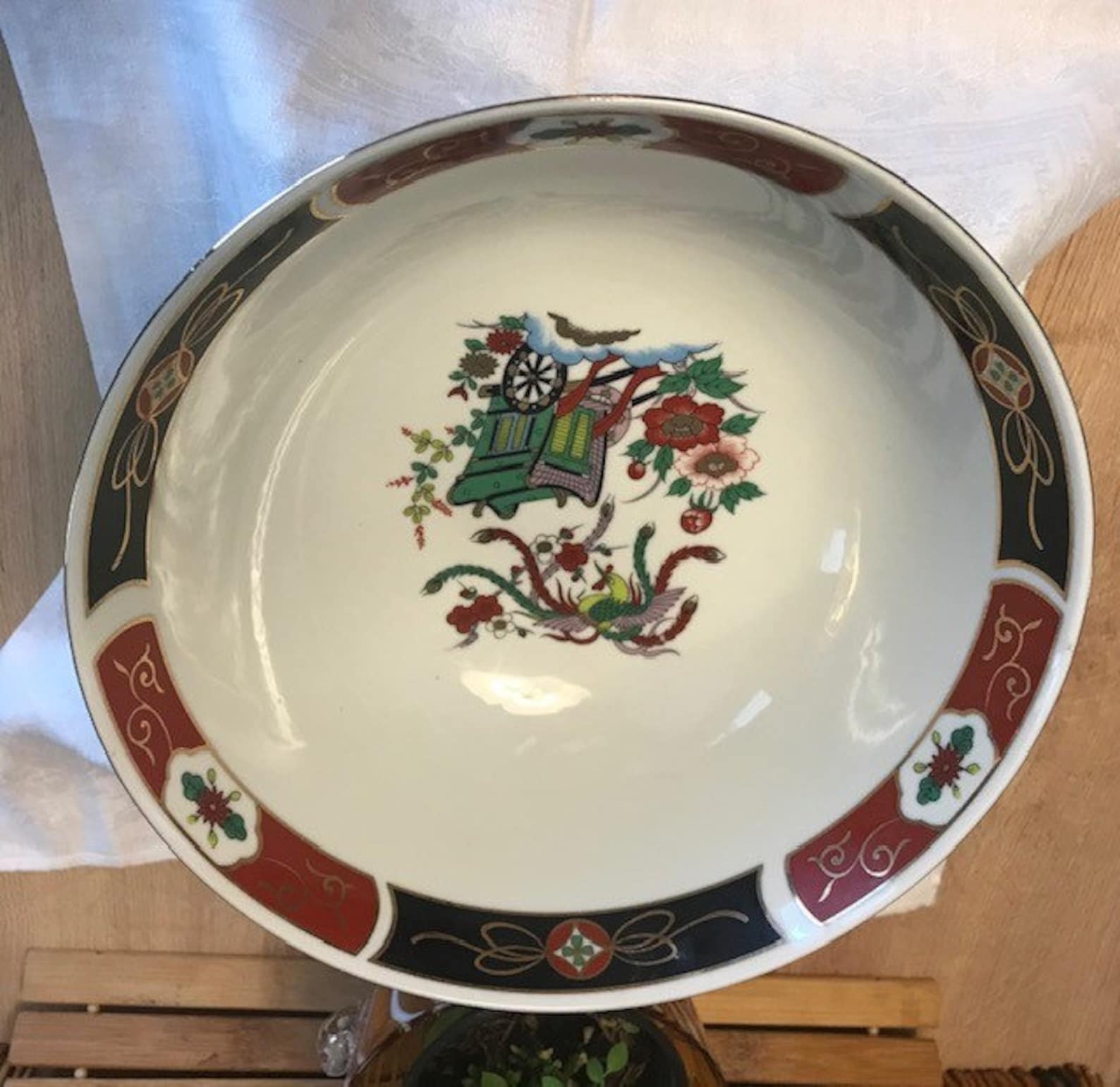 Vintage Japanese Serving Bowl Imari Porcelain Etsy