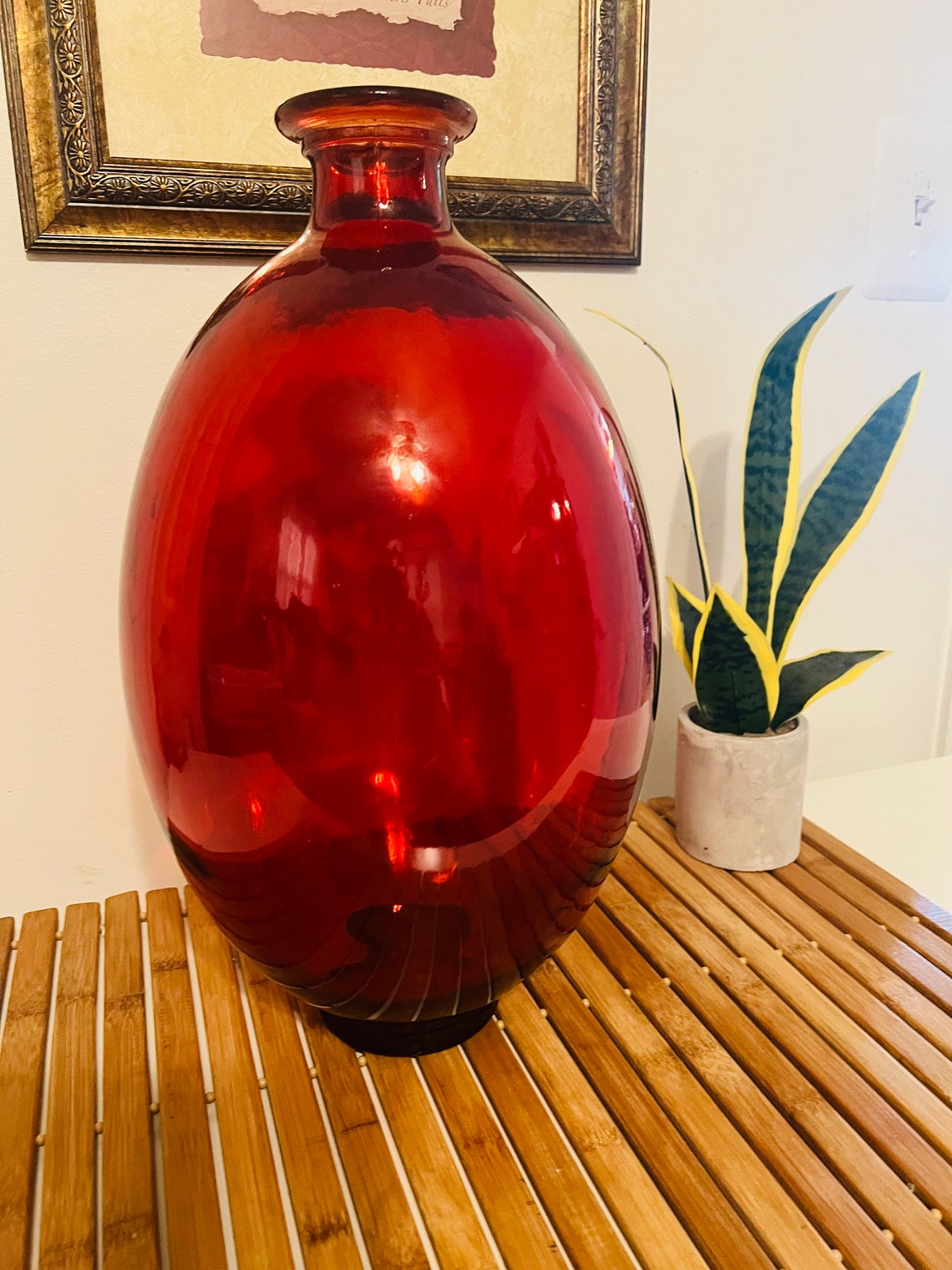 Vintage Big Red Vase Etsy