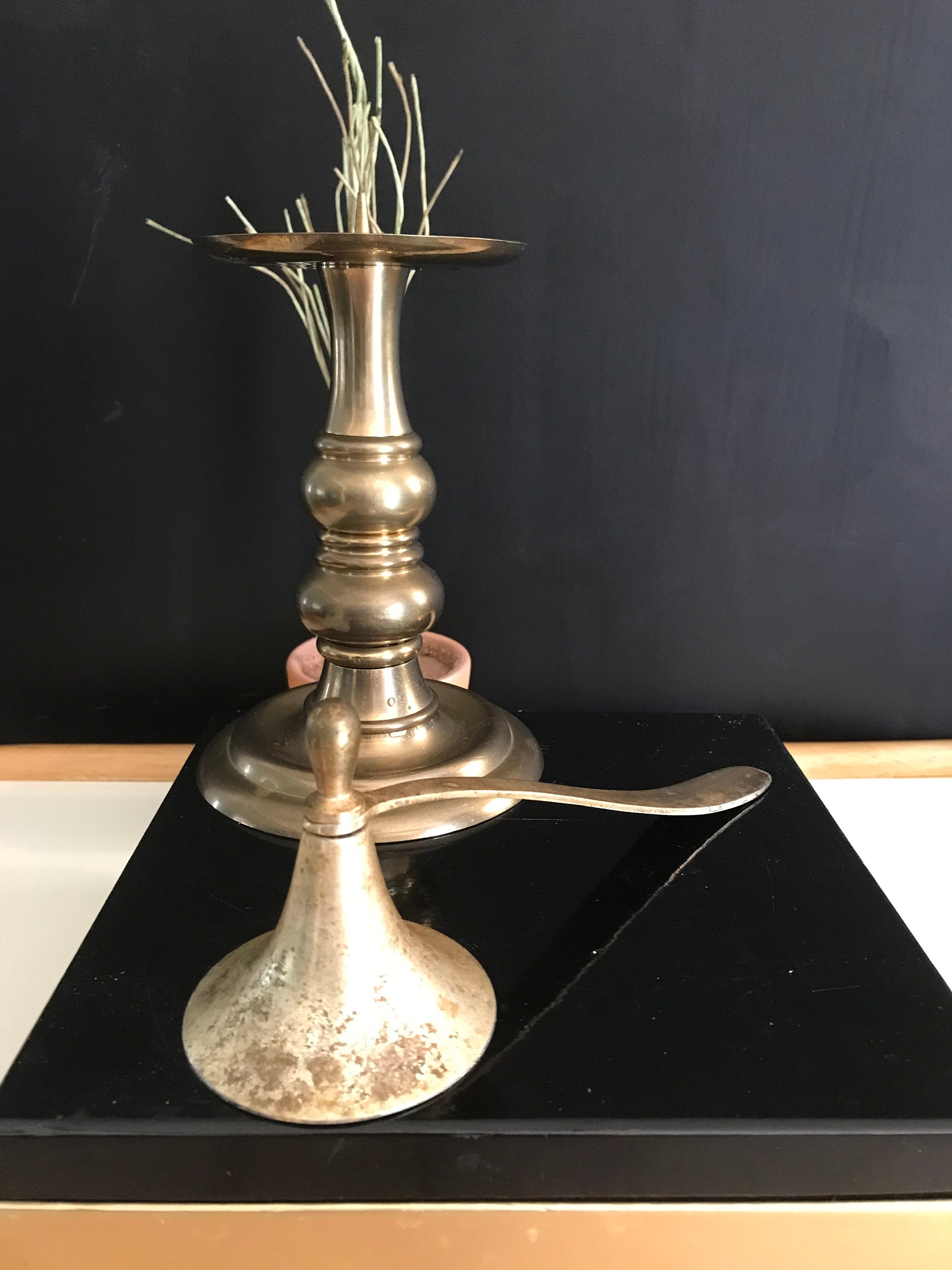 Brass Candle Stick and Snuffer Bundle Etsy