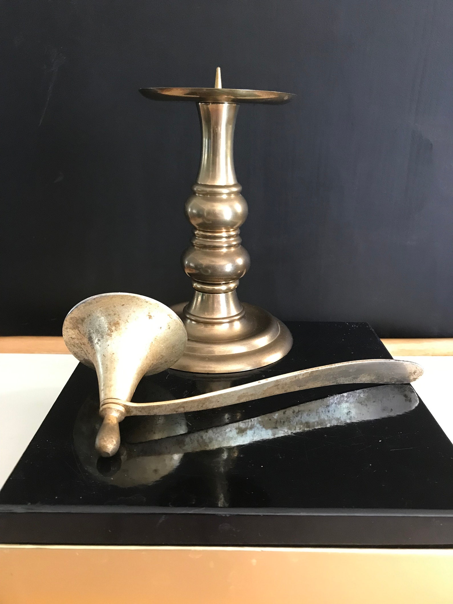 Brass Candle Stick and Snuffer Bundle Etsy
