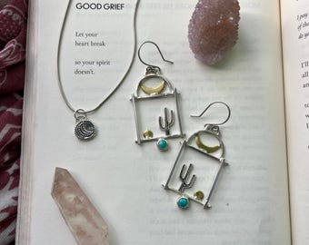 Orecchini Sogni del Deserto - Turchese, Argento Sterling, Ottone