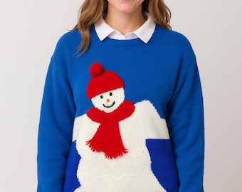 Modello di maglia per maglione natalizio a forma di pupazzo di neve - Modello di maglia per Natale festivo