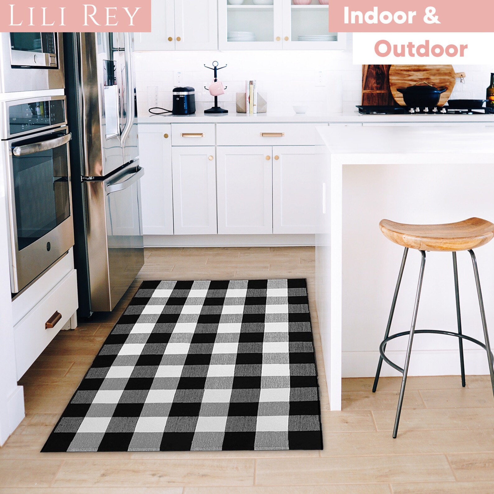 Buffalo Plaid Rug 3' x 5' Black and White Outdoor Etsy