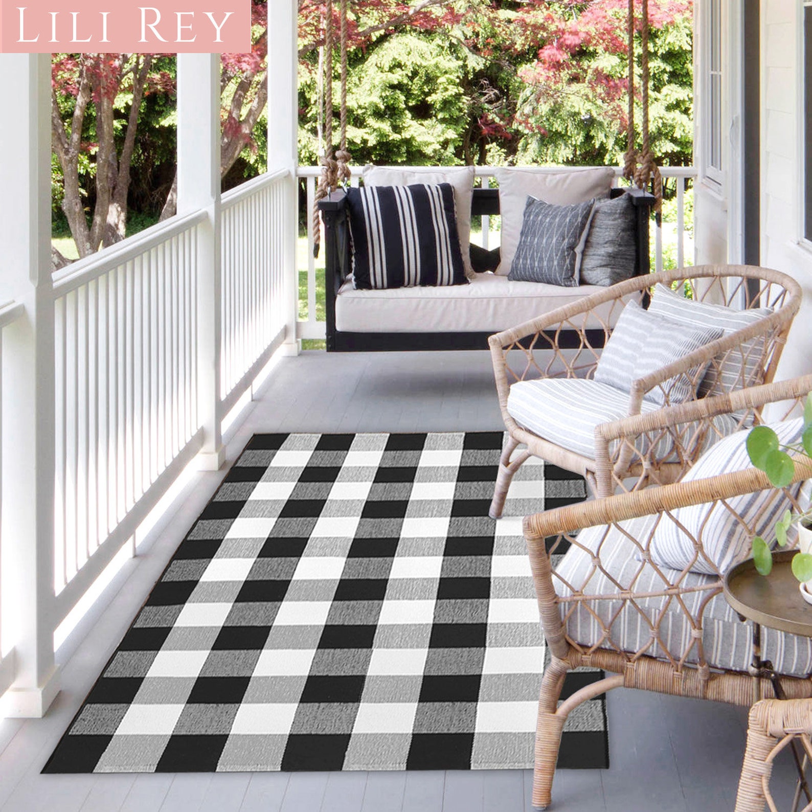 Buffalo Plaid Rug 3 X 5 Black and White Outdoor Rug Buffalo Etsy