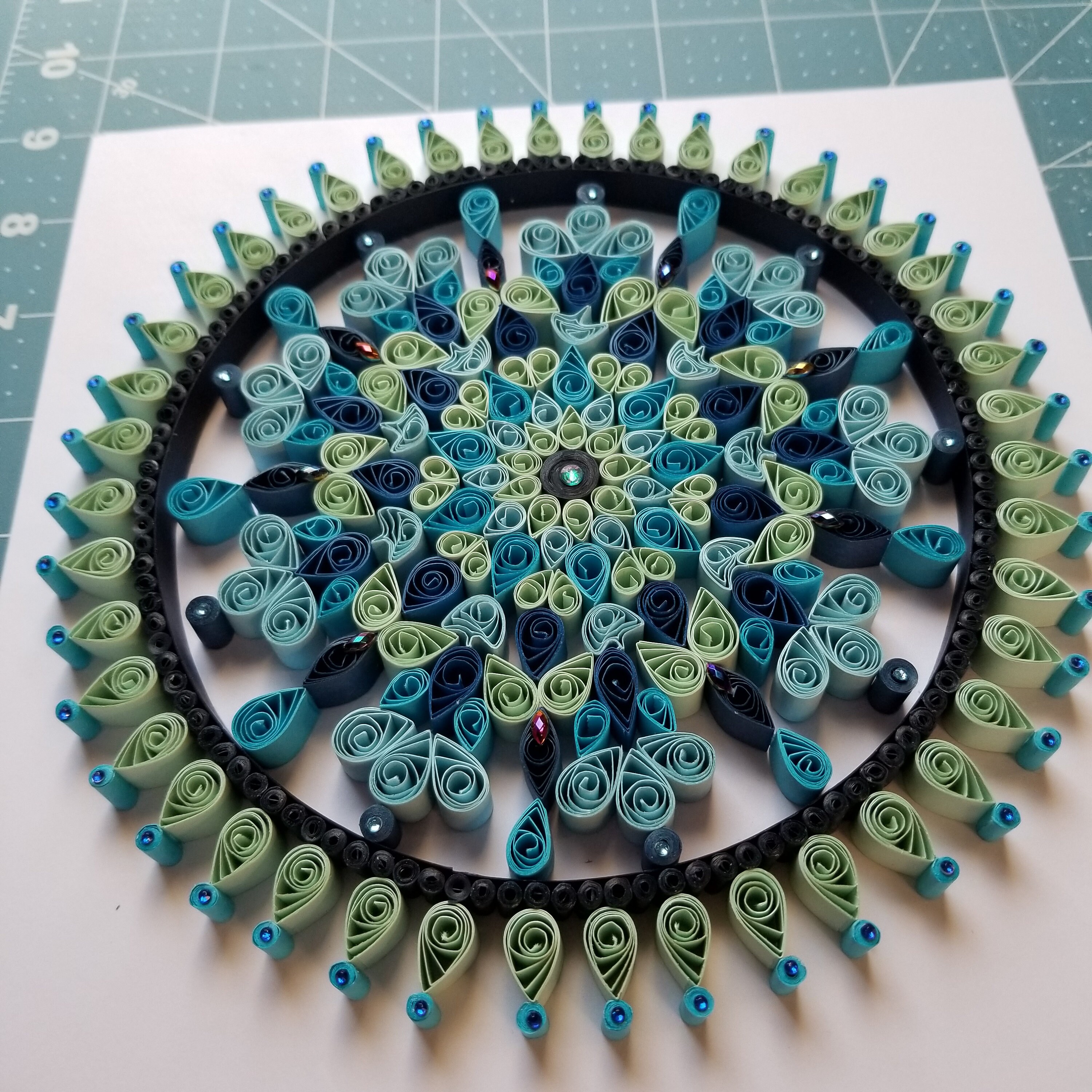 Framed Paper Quilling Art Mandala Design 4 BLUE/GREEN Etsy