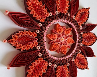 Framed Mandala paper quilling in Red II