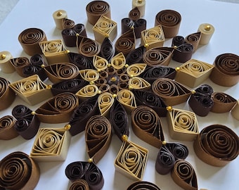 Framed Mandala paper quilling in Brown II
