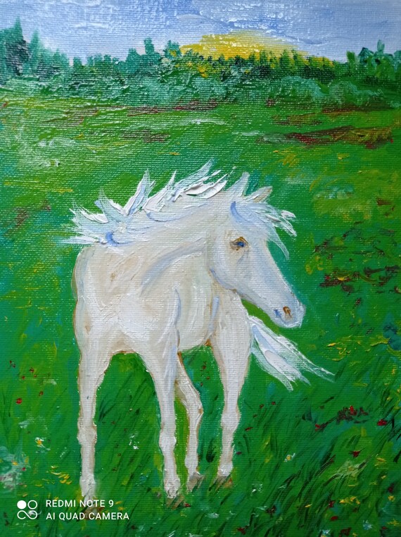 Original Painting Horse in the field Original art Impasto Oil Etsy