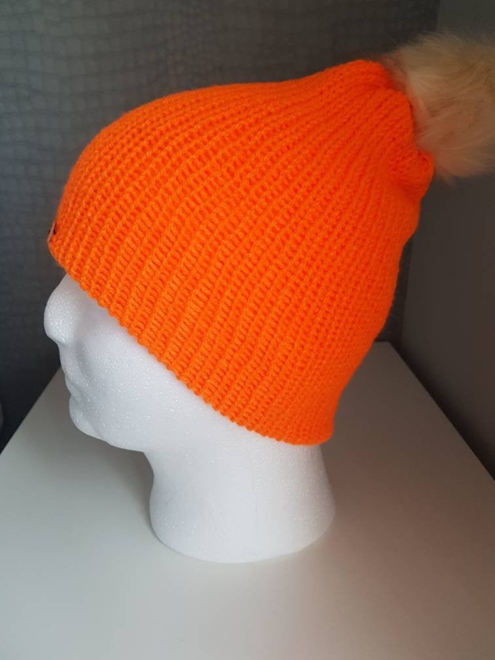 ADULT Orange Unisex Woolly hat Bobble hat Winter hat Etsy