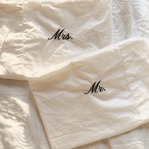 Mr. & Mrs. Embroidered Cotton Pillowcases