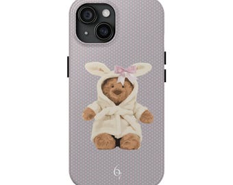 Bunny Bear Glossy Phone Case – Shock Resistant, Wireless Charging