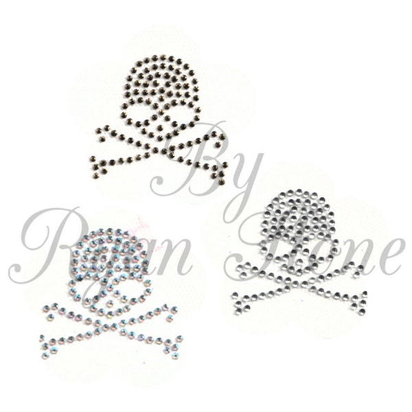 10 pièces/lot - appliques thermocollantes strass - crâne