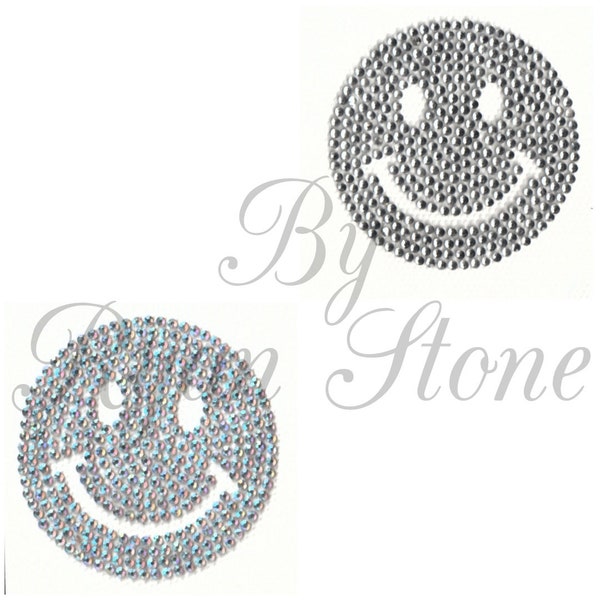 6 pièces/lot - appliques thermocollantes strass - SMILEY FACE