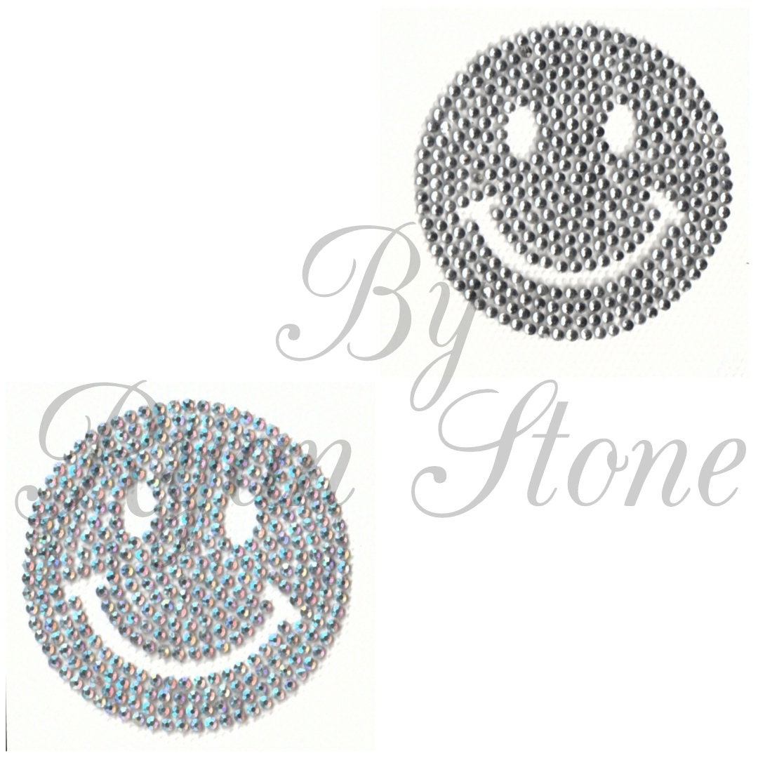 Aqua Iron On Heat Transfer - Aqua Smiley Face Sequin Iron On Patch