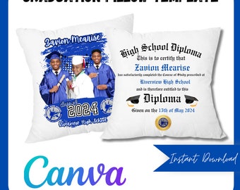 Graduation Pillow Template; Graduation Template; High School Diploma Template; Senior Pillow Template; Canva Graduation Pillow Template