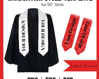 Grad Stole Template, Glitter Stole Template, 60 inch Stole Template, Blank Stole Template, Stole Template PNG, SVG, DIY Graduation Stole