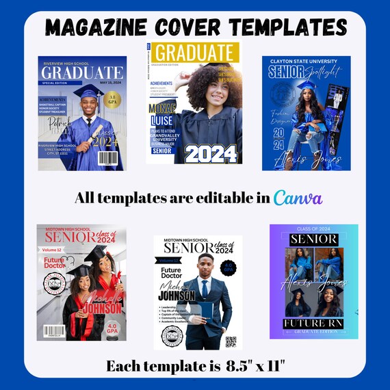 Graduation Magazine Cover Template; Graduation Template; Graduation Magazine Cover; Editable Canva Design; Canva Template; Graduation Season