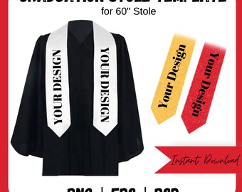 Grad Stole Template, Glitter Stole Template, 60 inch Stole Template, Blank Stole Template, Stole Template PNG, SVG, Red and Yellow Stole