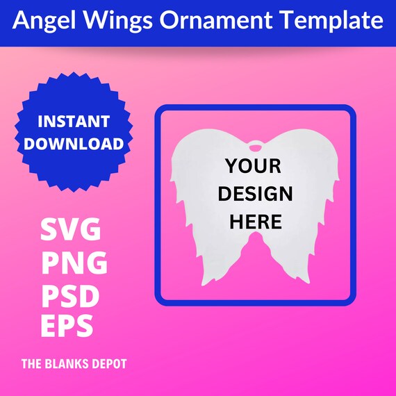 Angel Wings Ornament Template Sublimation Blanks Template Etsy