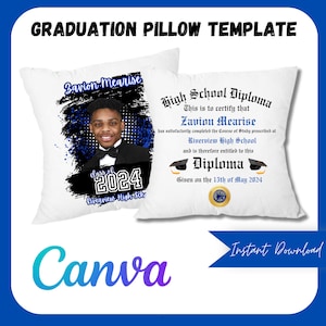 Plantilla de almohada de graduación; Plantilla de almohada para personas mayores; Plantilla de Almohada de Sublimación; Clase de 2024; Plantilla de almohada Canva; Almohada de diploma
