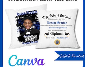 Graduation Pillow Template; Senior Pillow Template; Sublimation Pillow Template; Class of 2024; Canva Pillow Template; Diploma Pillow