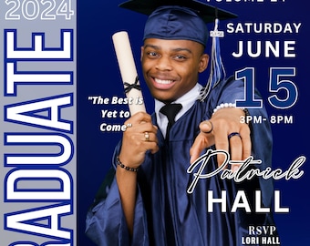 Graduation Invitation; Graduation Magazine Announcement; Canva Template; Graduation Season; Graduation 2024;