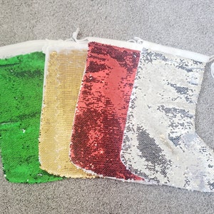 Sequin Sublimation Stocking, Sublimation Christmas Stocking, Sequin Stockings, Stockings for Christmas, Silver Stocking, Green Stocking