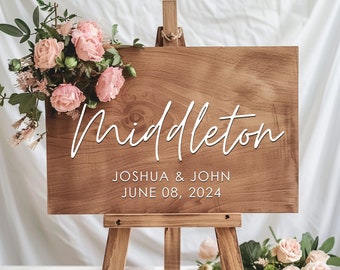 Custom Family Last Name Wedding Wood Sign, Guest Book Alternative Wood Sign, Wedding Guestbook, Anniversary Gift