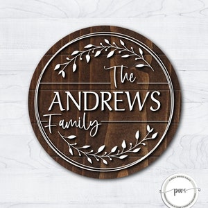 Personalized Family Name Round Monogram Wood Signs, Shiplap Round Wood Sign, Home Decor, Christmas Gifts